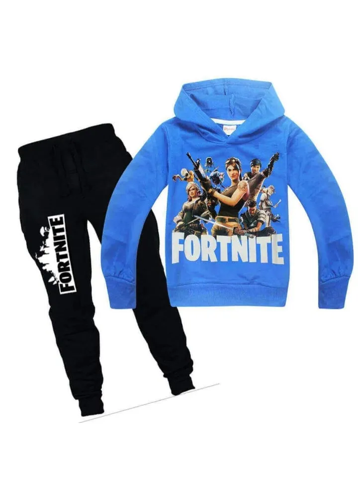 Fortnite Theme Printed Hoodie And Pant Set Multicolour