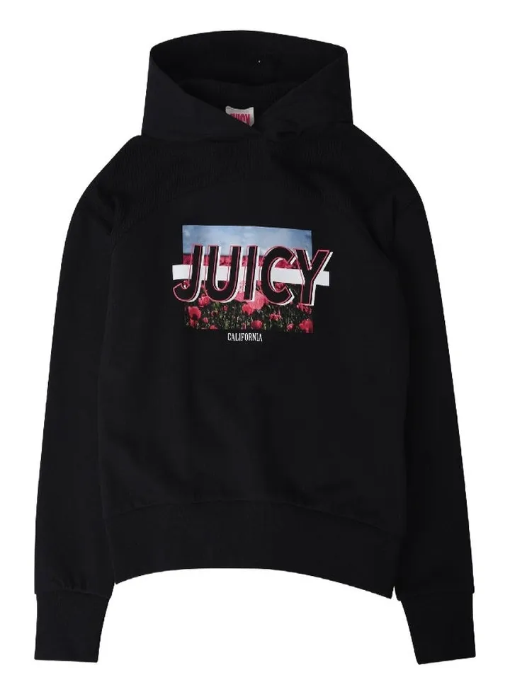 Juicy Couture Waffle Panel Hoodie Black