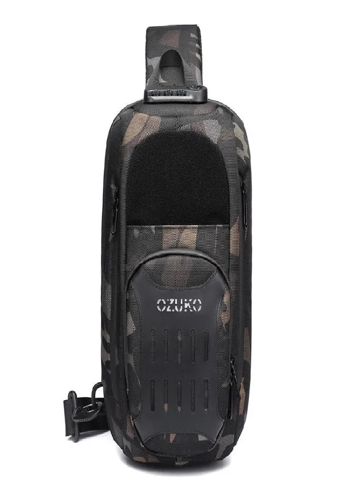 OZUKO Men's Chest Bag Trend Locomotive Chest Bag Multifunctional Waterproof Men's Messenger Bag