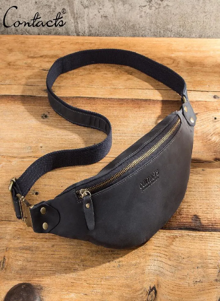Genuine Leather Waist Packs For Men Travel Fanny Pack Small Waist Bag Male Chest Bags