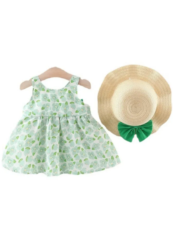 New Cotton Strap Printed Dress Sleeveless Skirt
