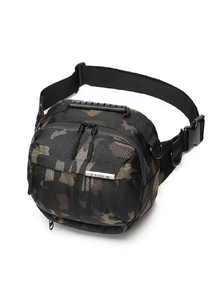 OZUKO New Waist Bag Outdoor Large Capacity Men's Satchel Sports Leisure Multifunctional Chest Bag Waist Bag
