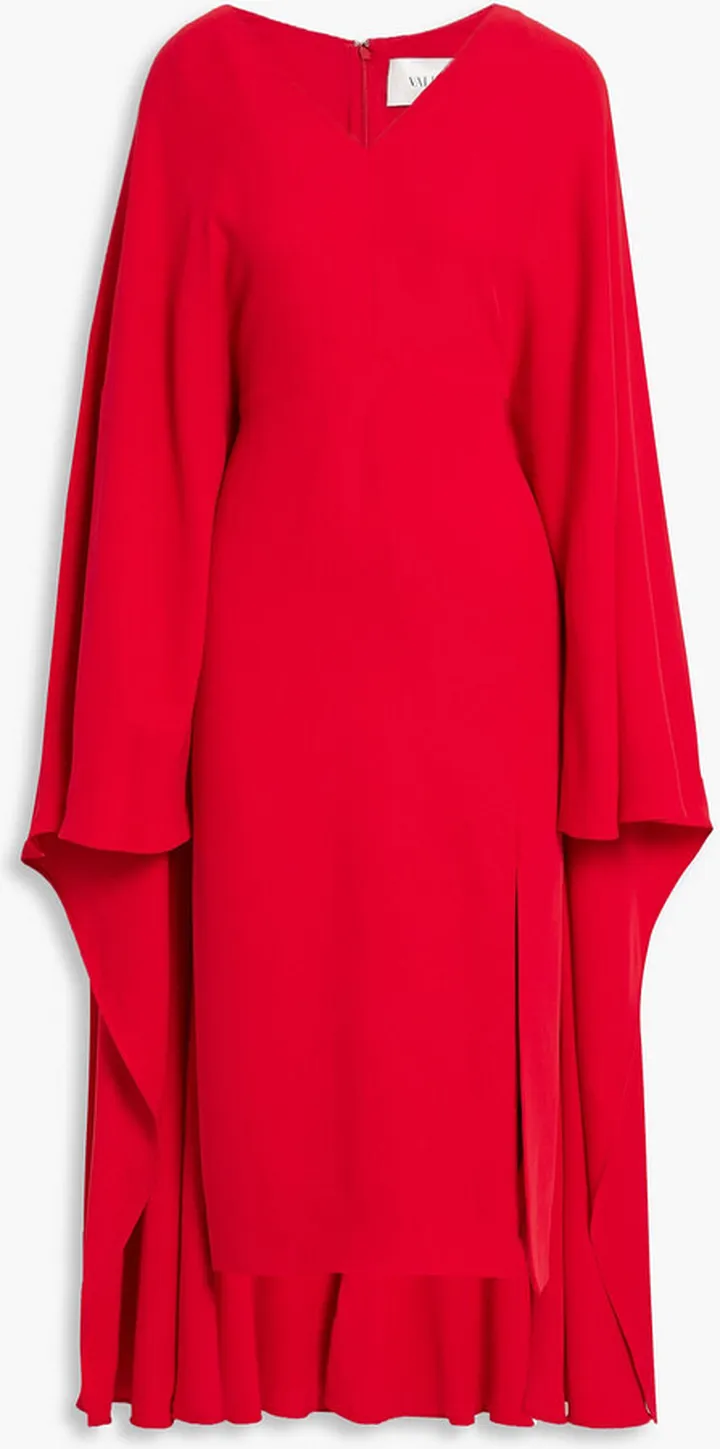 Cape-effect silk-cady dress