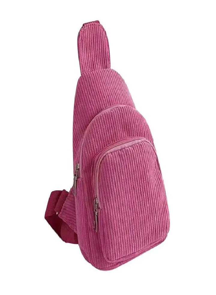 Women Lightweight Crossbody Chest Bag Corduroy Waist Bag Shoulder Bag