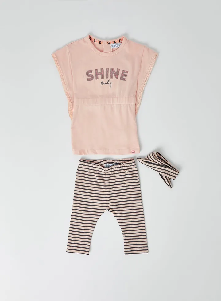 Baby Printed Clothing Set Smokey Pink/Stripe