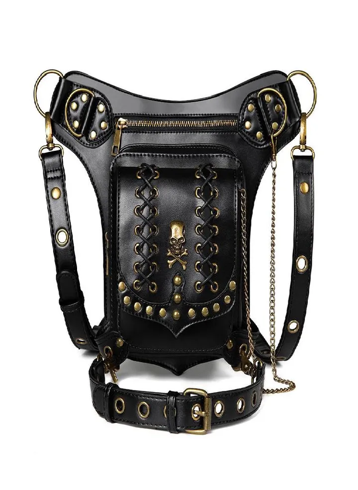Johnature Punk Women Bag Moto & Biker Rivet Outdoor Cycling Waist Bag Versatile Multifunction Shoulder & Crossbody Bags
