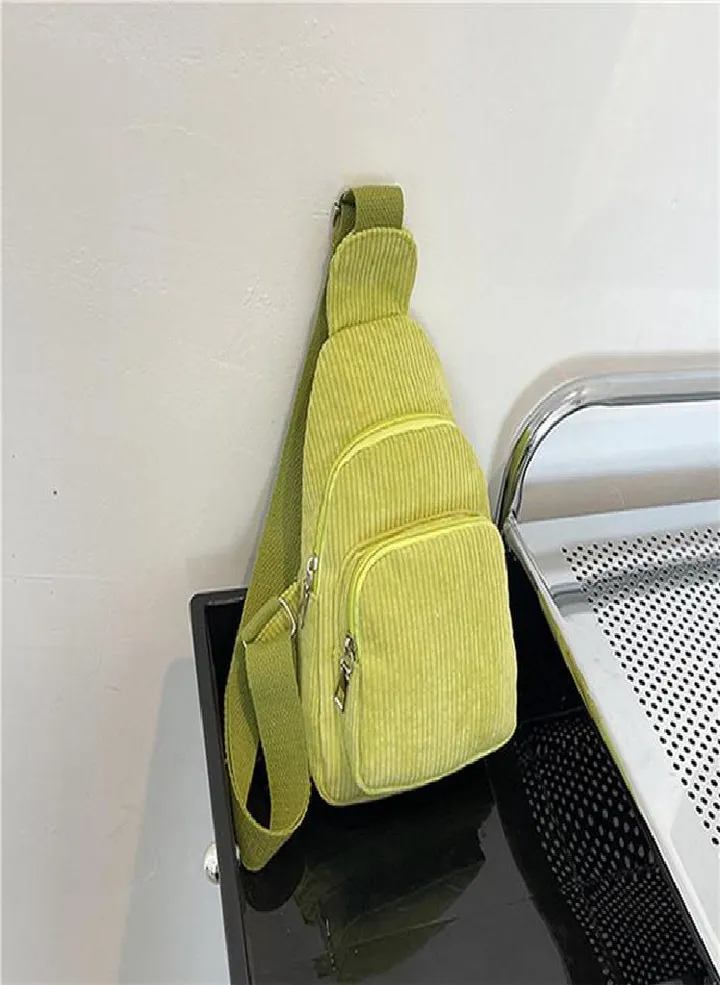 Women Lightweight Crossbody Chest Bag Corduroy Waist Bag Shoulder Bag
