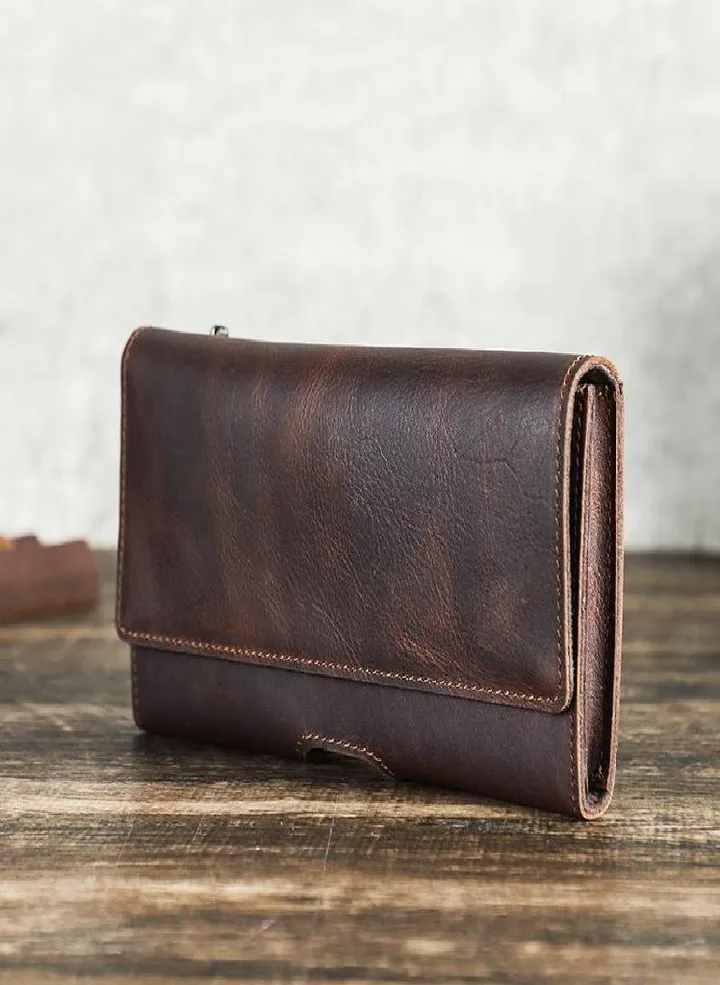 Genuine Leather Waist Packs for Men Travel Belt Pouch Small Zipper Waist Bags Phone Pocket Male Card Holders