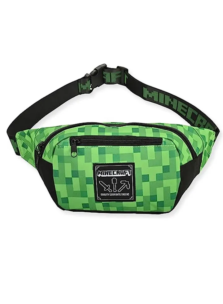 Boys Minecraft Pack Bag -Black and Green Minecraft Creeper Face Pack Bag, Adjustable, Black Green, One Size