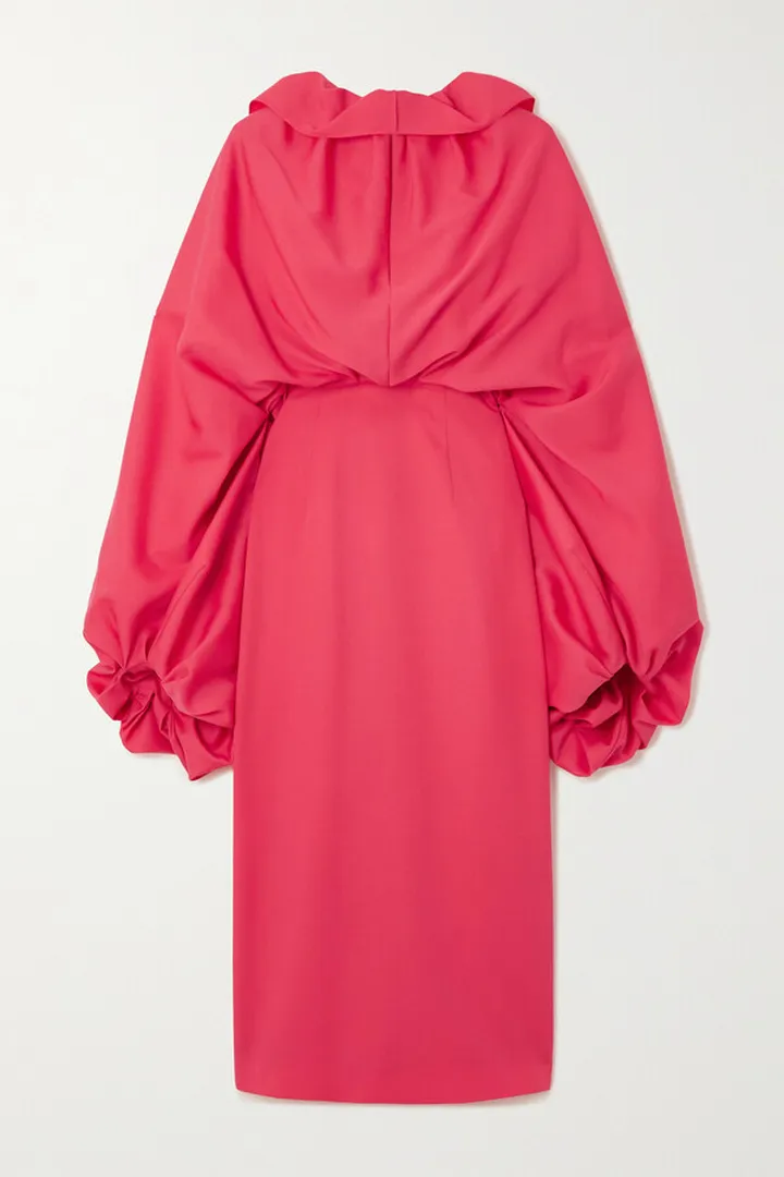 Roksanda - Tie-detailed Wool-crepe Midi Dress - Pink