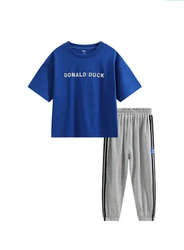 Disney boys' short-sleeved cropped pants two-piece set