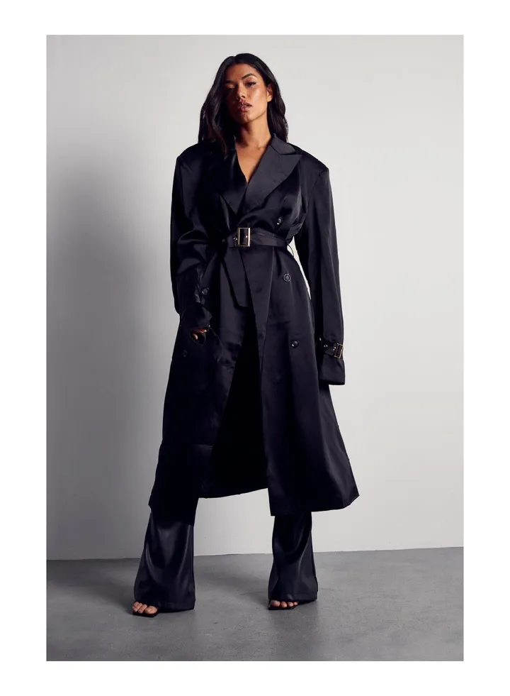 Premium Satin Trench Coat