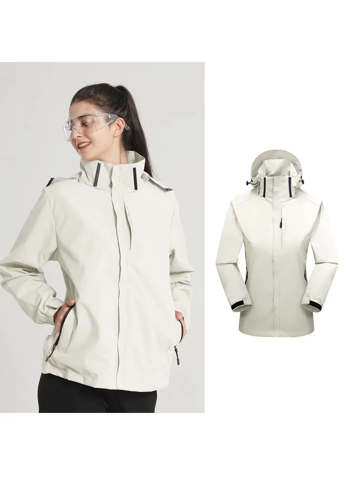100% polyester fabric detachable hooded waterproof mountaineering suit, outdoor clothing