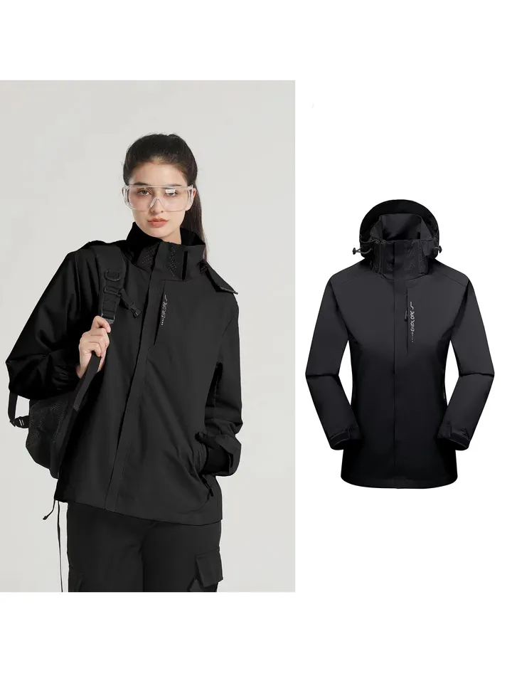 100% polyester fabric detachable hooded waterproof mountaineering suit, outdoor clothing