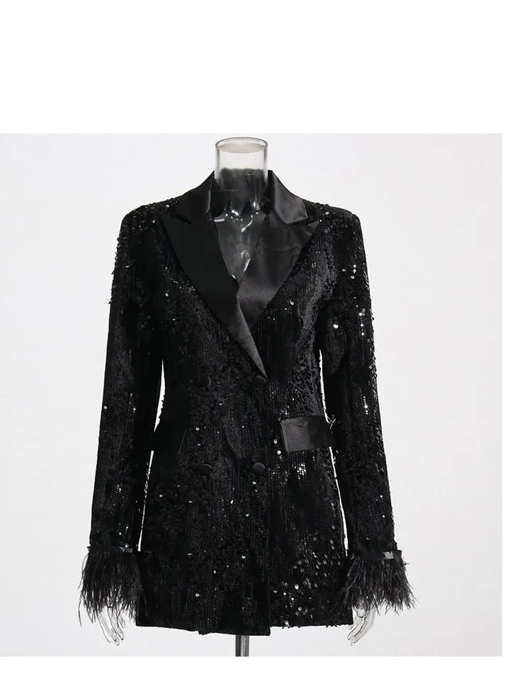 New Fashion Celebrity Light Luxury Style Sequin Suit Coat