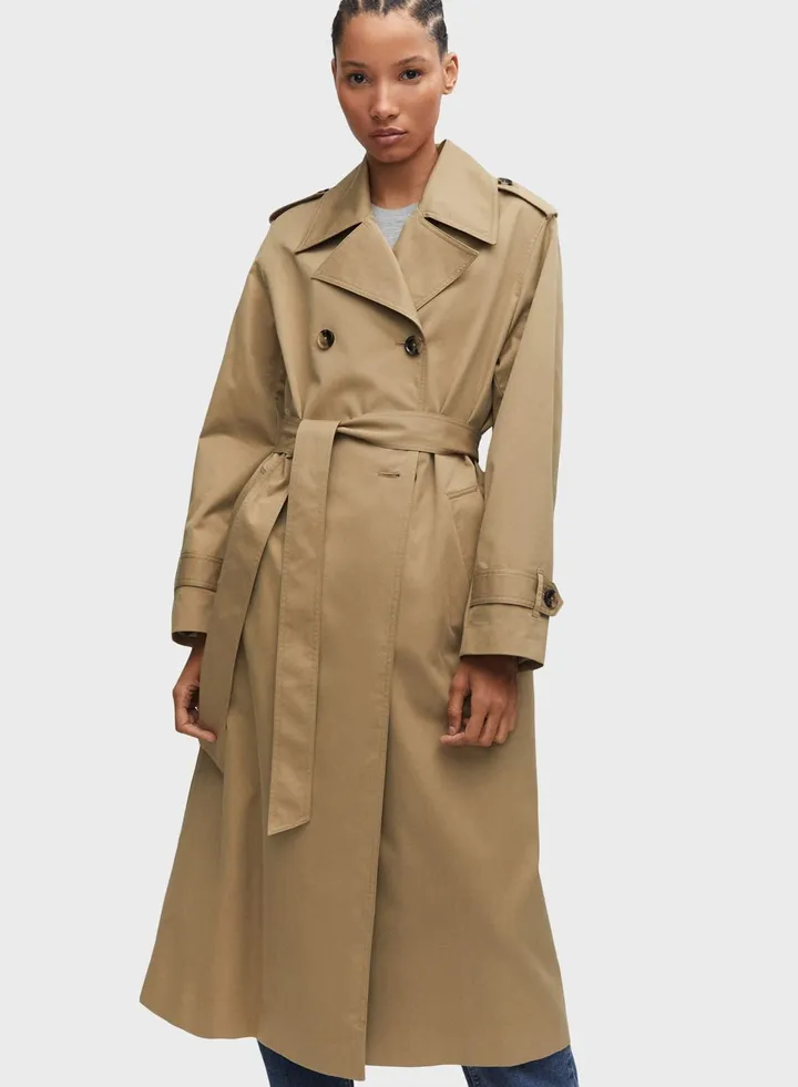 Pocket Detail Longline Trench Coat