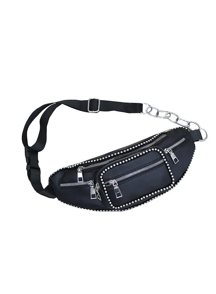 Zipper Casual Waist Bag Black
