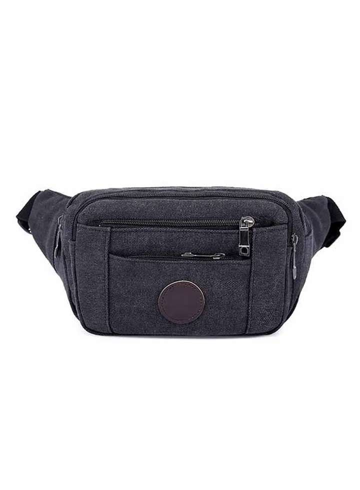 Outdoors Leisure Business Solid Color Waist Bag Black