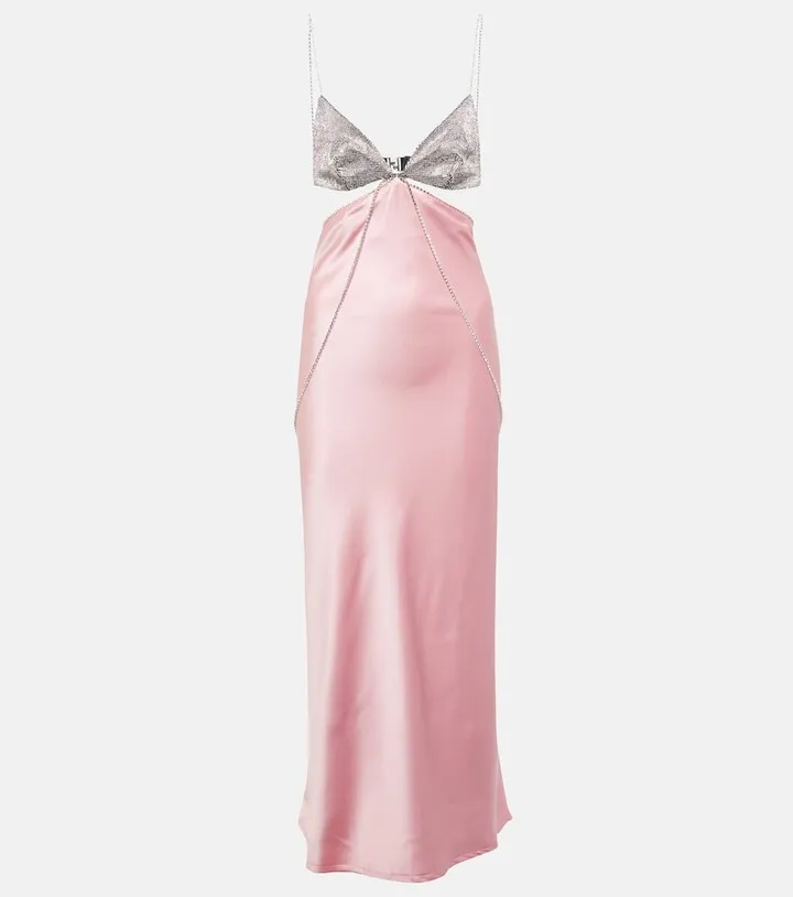 Beatrice embellished silk satin dress