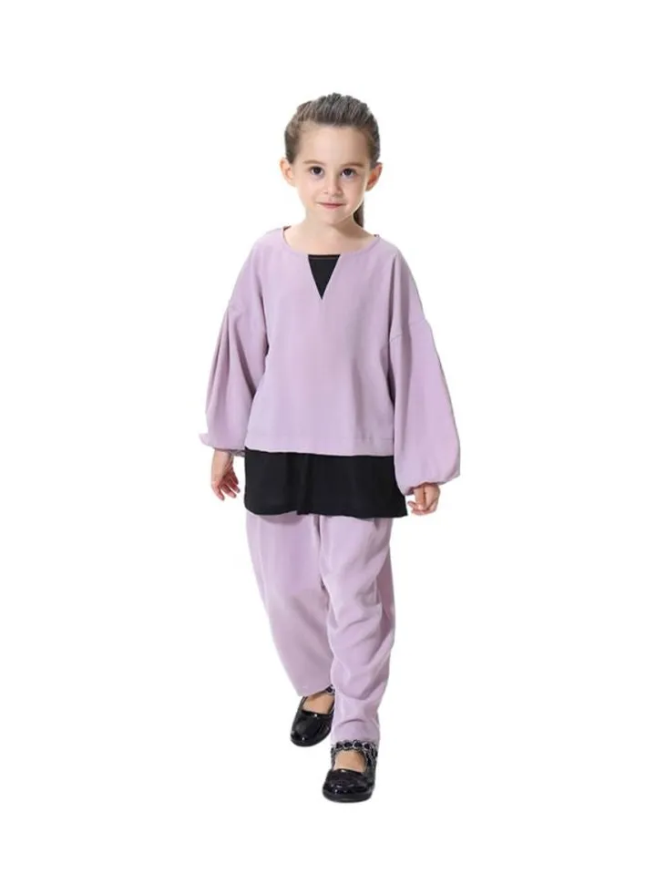 Girls Top And Harem Pant Set Purple/Black