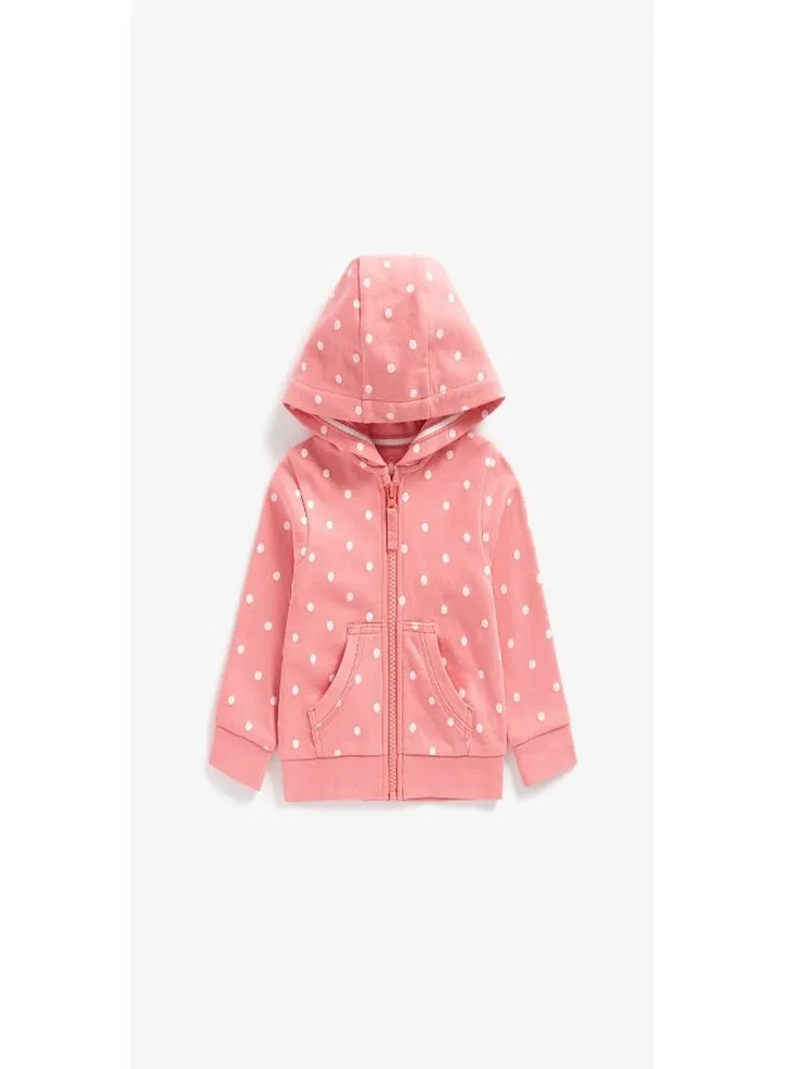 Peach Polka Dot Zip Up Hoodie