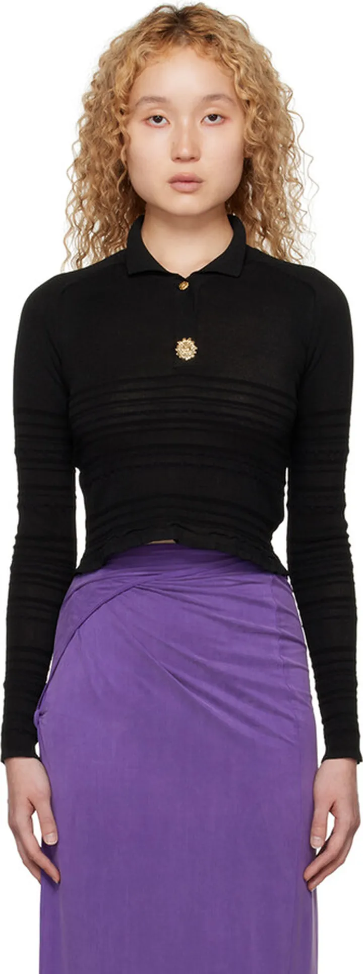 Jacquemus Black Le Raphia 'La Maille Aouro' Polo
