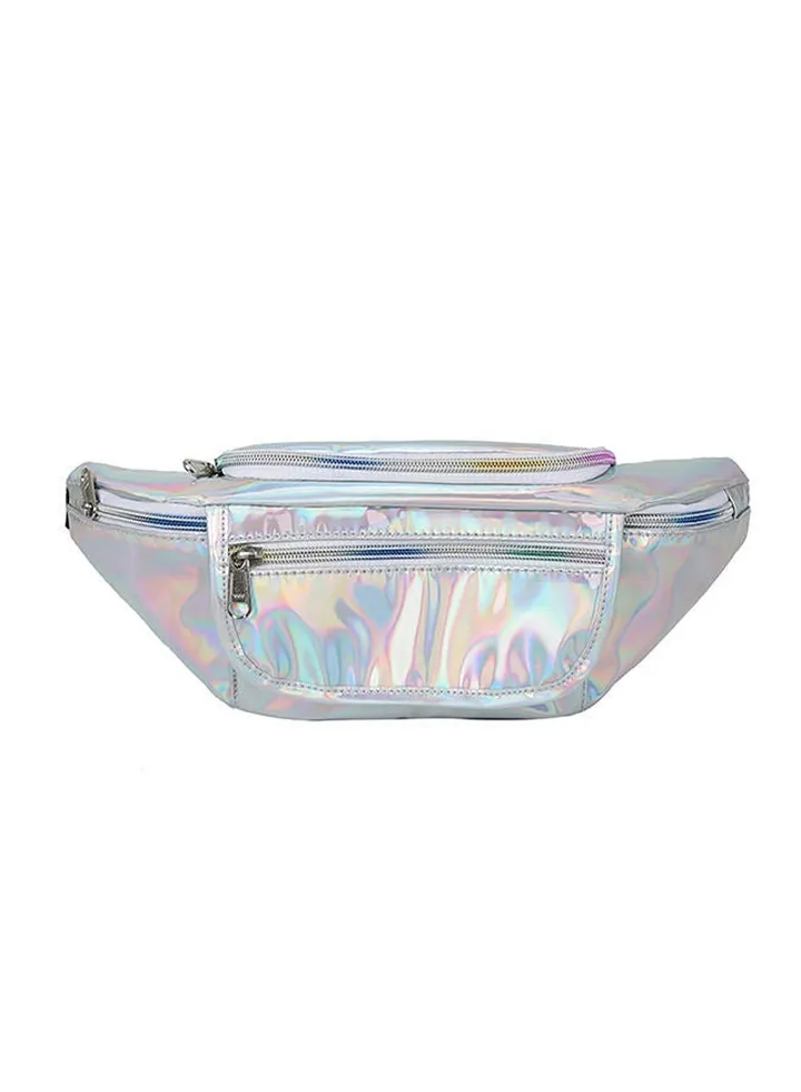 Fashion Zipper Closure Lightweight Waist Bag Silver