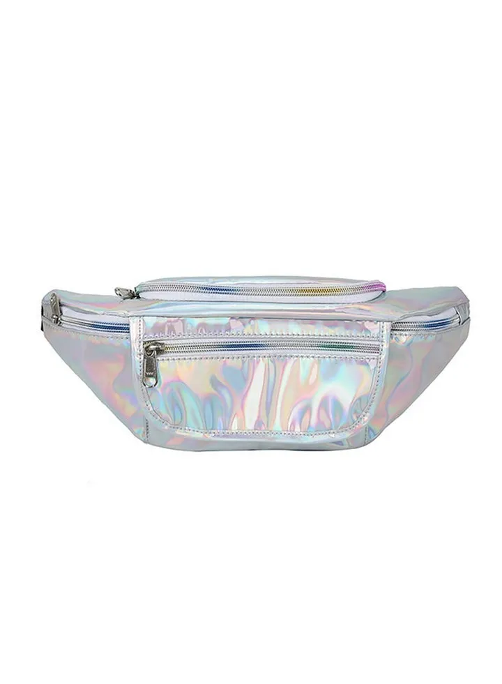 Fashion Zipper Closure Lightweight Waist Bag Silver