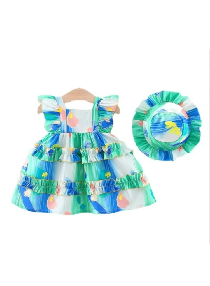 New Cotton Strap Printed Dress Sleeveless Skirt