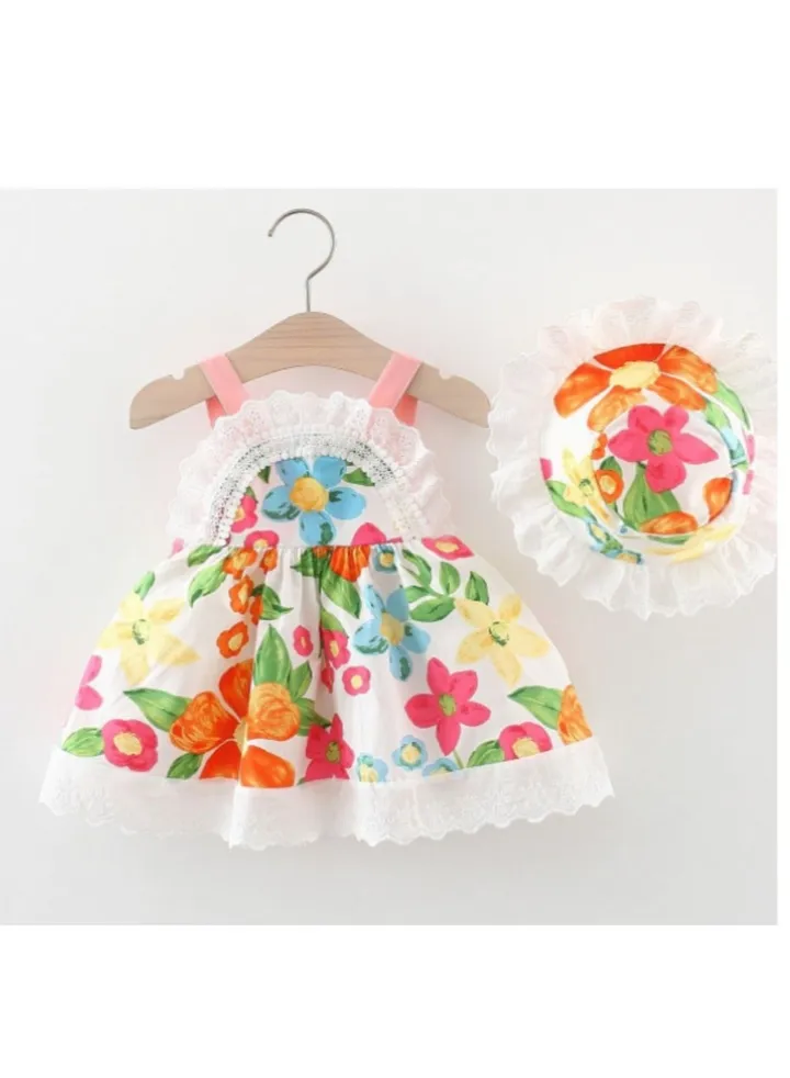 New Cotton Strap Printed Dress Sleeveless Skirt