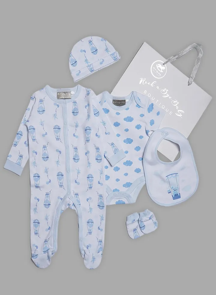 5 Piece Baby Combo Set White/Blue