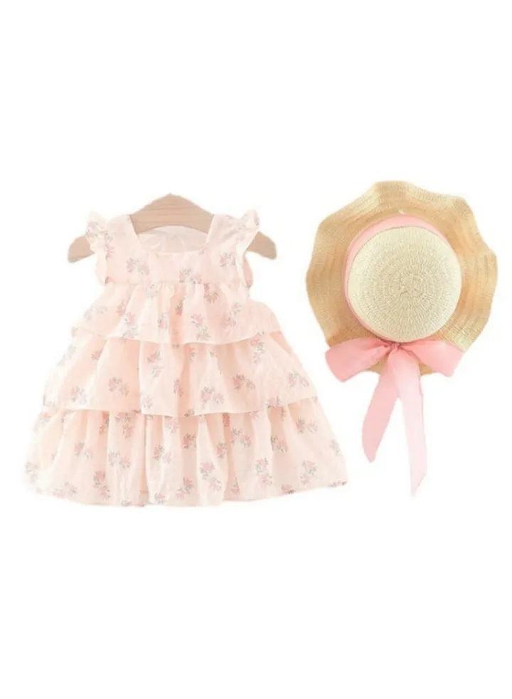 New Cotton Strap Printed Dress Sleeveless Skirt