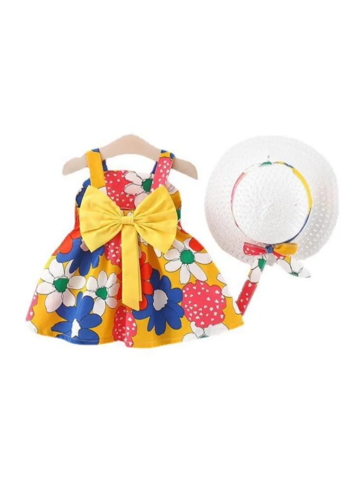 New Cotton Strap Printed Dress Sleeveless Skirt