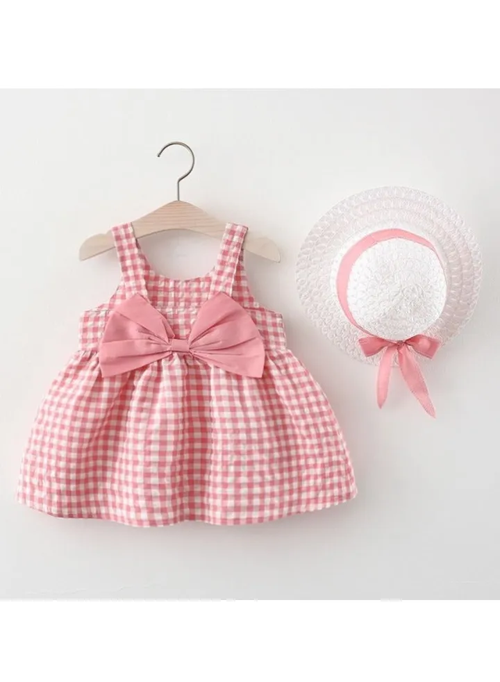 New Big Bow Straw Hat Skirt Girl Strap Dress Top Hat