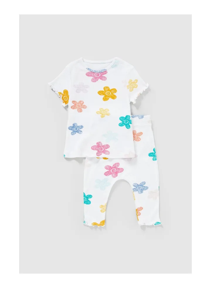 Baby Girls Lettuce Edge Rib Jersey Set