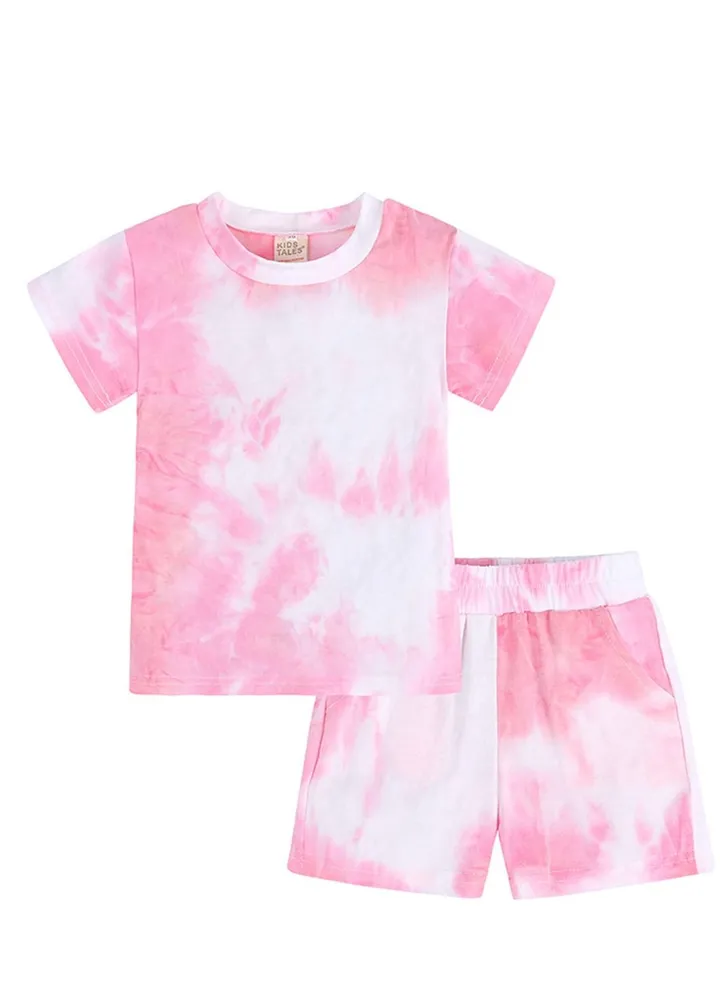 Fashion Children's T-shirt Short Sleeve Set Pink