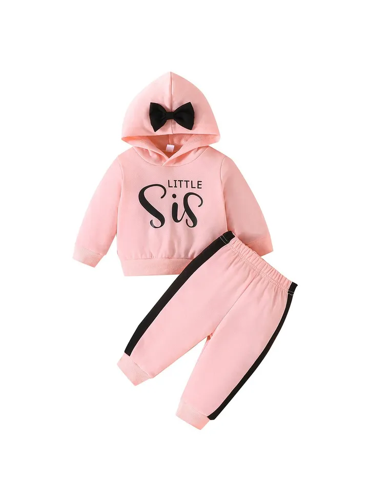 New Girls Long Sleeve Hooded Top And Pants 2 Piece Set