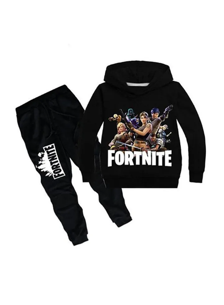 3D Long Sleeve Hoodie And Pant Set Black