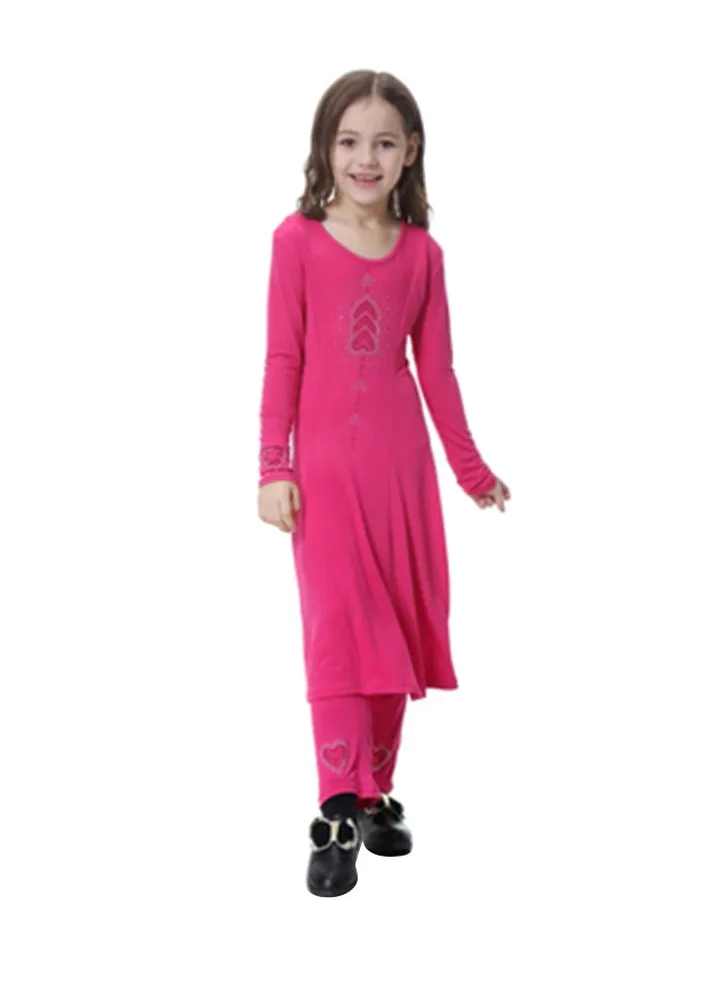 Two-Piece Long Sleeve Dress Set Pink
