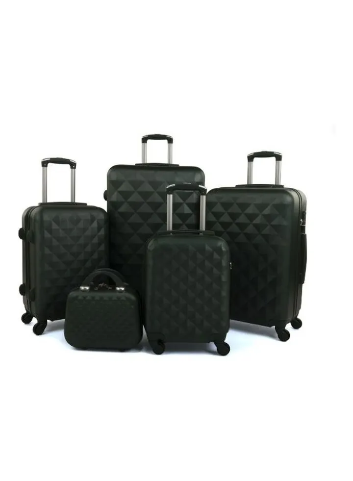 5-Piece Luggage Trolley Set Dark Green