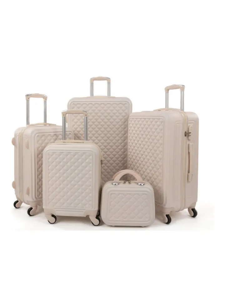 5-Piece Luggage Trolley Set Beige
