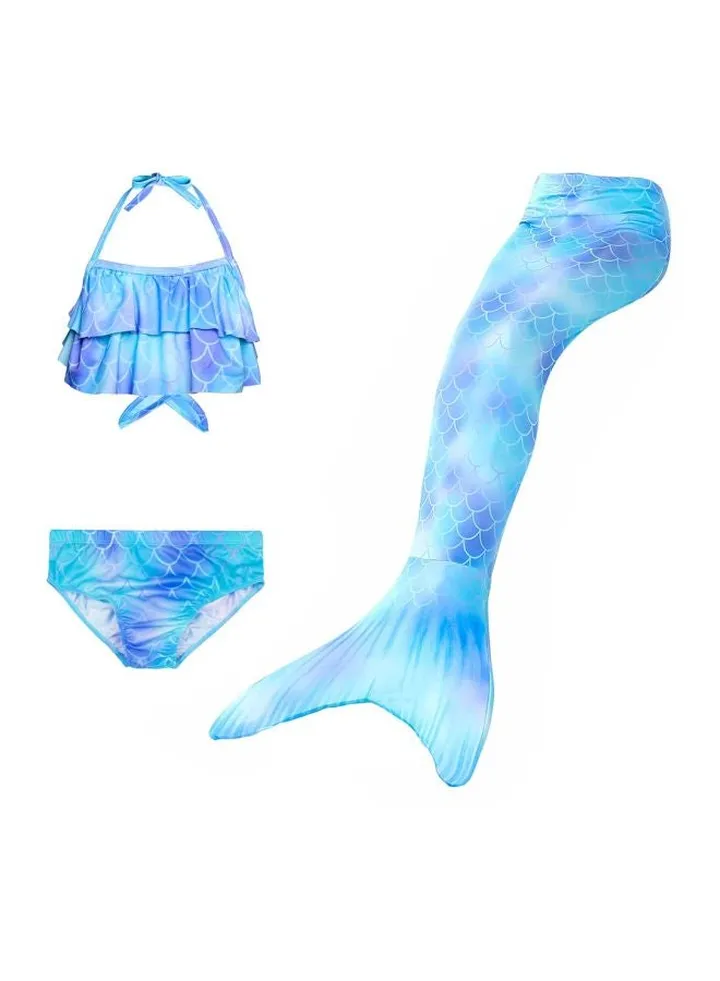 3-Piece Kids Swimwear Blue/Purple