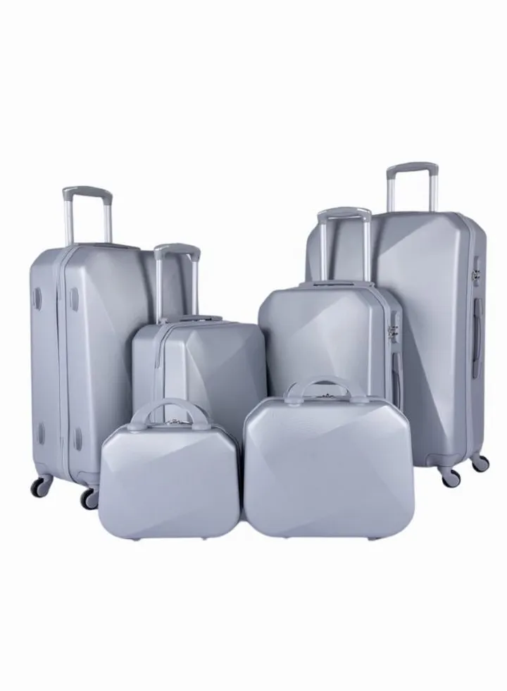 Hardside 6 Piece Luggage Trolley Set Silver