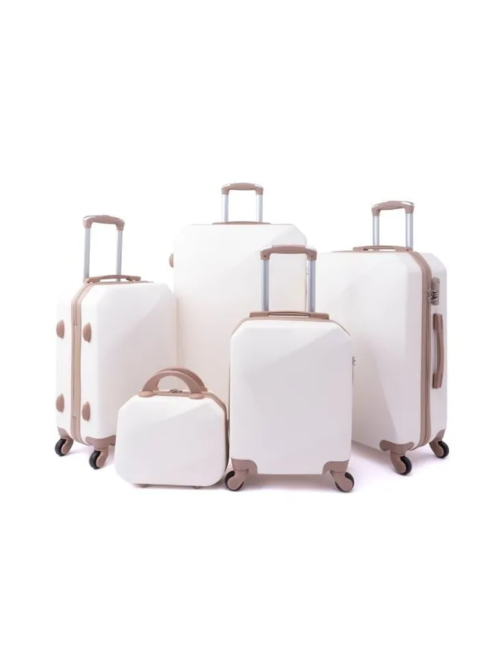 Limra Luggage Trolley Bags set of 5 Pcs Beige/Gold
