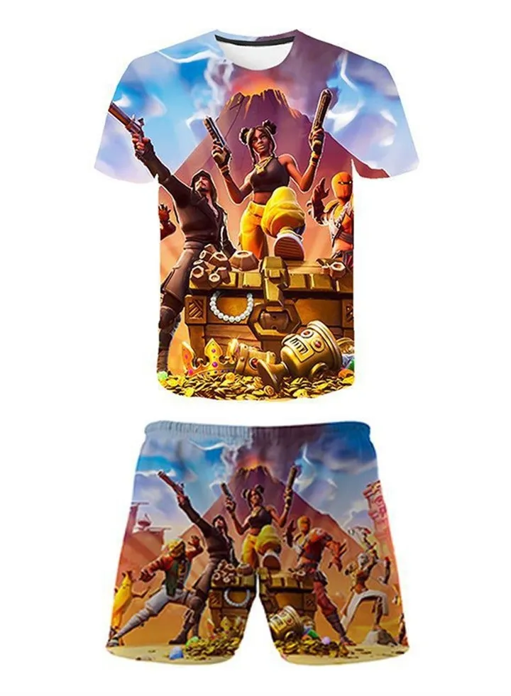 Game Fortnite set 3D digital printing personalized breathable children's T-shirt shorts set