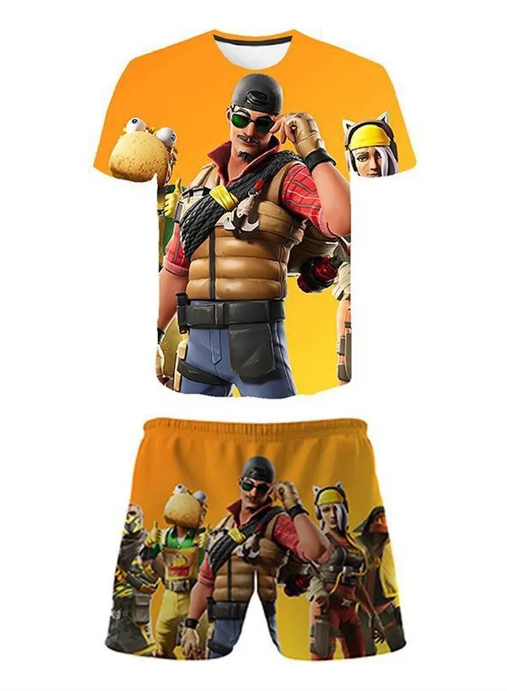 Game Fortnite set 3D digital printing personalized breathable children's T-shirt shorts set