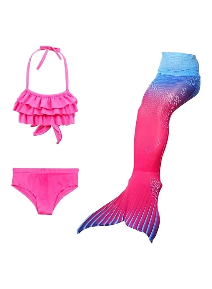 3 Piece Mermaid Costume Bikini Swimsuit Pink/Blue/Purple