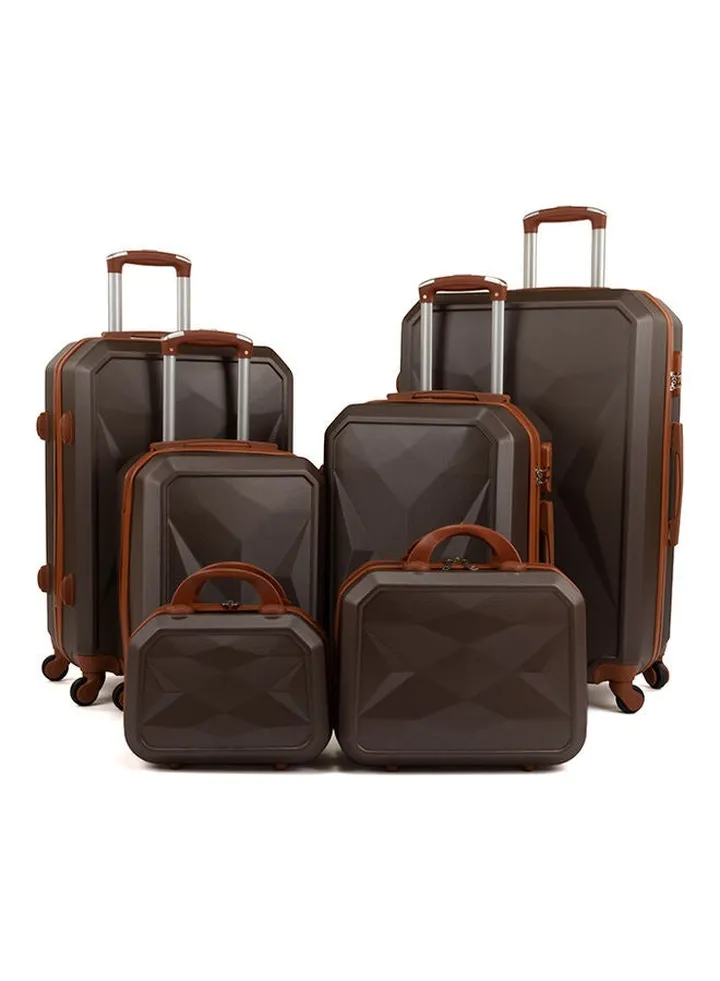 6 Pieces Luggage Trolley Bag Coffee