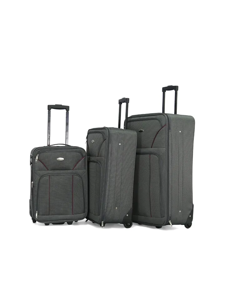 Softside Luggage Trolley Bag 3 Pieces Set ,Grey (S-20inch,M-24inch,L-28inch)