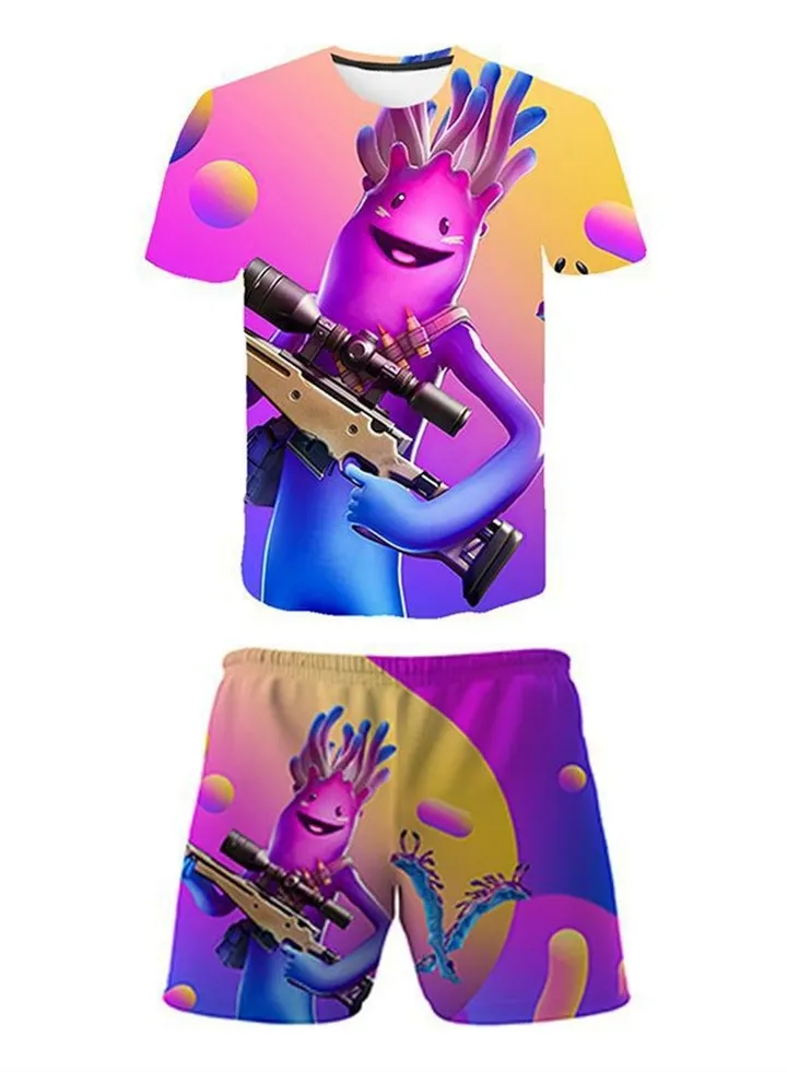 Game Fortnite set 3D digital printing personalized breathable children's T-shirt shorts set